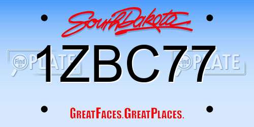 1ZBC77 South Dakota License Plate