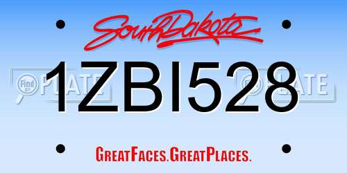 1ZBI528 South Dakota License Plate