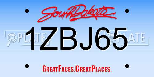 1ZBJ65 South Dakota License Plate
