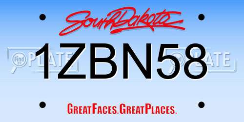 1ZBN58 South Dakota License Plate