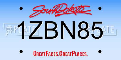 1ZBN85 South Dakota License Plate