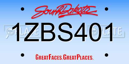 1ZBS401 South Dakota License Plate