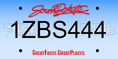 1ZBS444 South Dakota License Plate