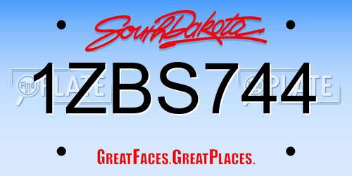 1ZBS744 South Dakota License Plate