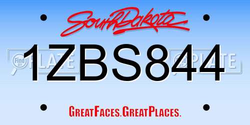 1ZBS844 South Dakota License Plate