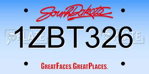 1ZBT326 South Dakota License Plate