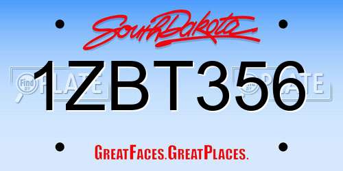1ZBT356 South Dakota License Plate