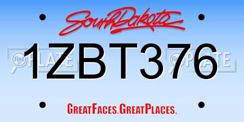 1ZBT376 South Dakota License Plate