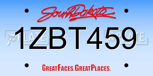 1ZBT459 South Dakota License Plate