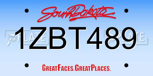 1ZBT489 South Dakota License Plate