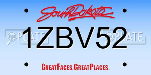1ZBV52 South Dakota License Plate