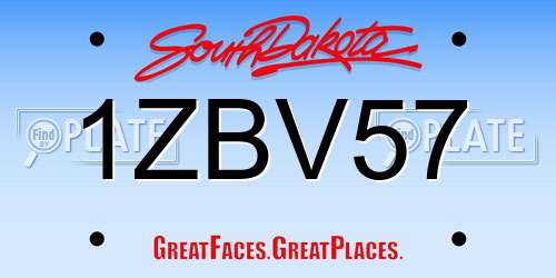 1ZBV57 South Dakota License Plate