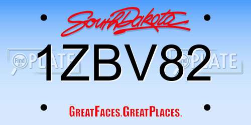 1ZBV82 South Dakota License Plate