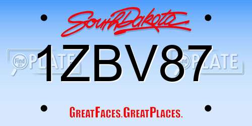 1ZBV87 South Dakota License Plate