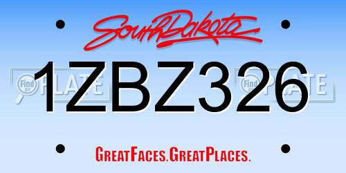 1ZBZ326 South Dakota License Plate