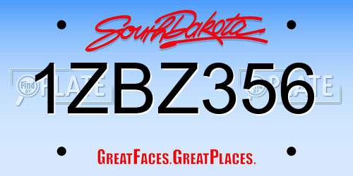 1ZBZ356 South Dakota License Plate