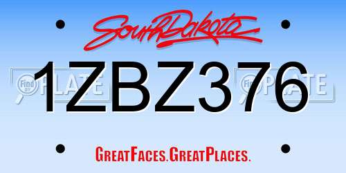 1ZBZ376 South Dakota License Plate