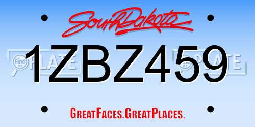 1ZBZ459 South Dakota License Plate