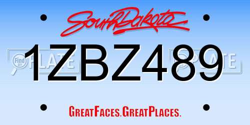 1ZBZ489 South Dakota License Plate