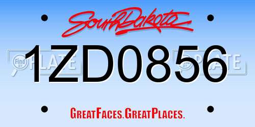 1ZD0856 South Dakota License Plate