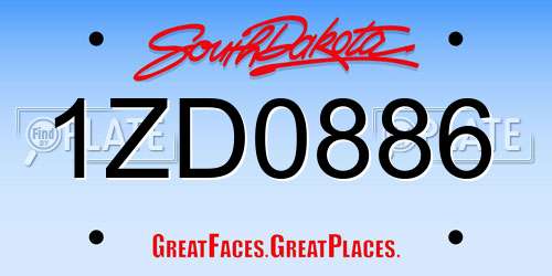 1ZD0886 South Dakota License Plate