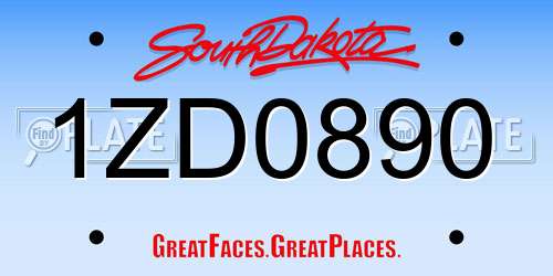 1ZD0890 South Dakota License Plate