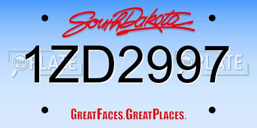 1ZD2997 South Dakota License Plate