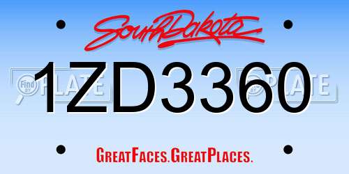 1ZD3360 South Dakota License Plate