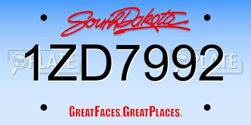 1ZD7992 South Dakota License Plate