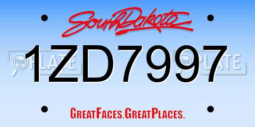 1ZD7997 South Dakota License Plate
