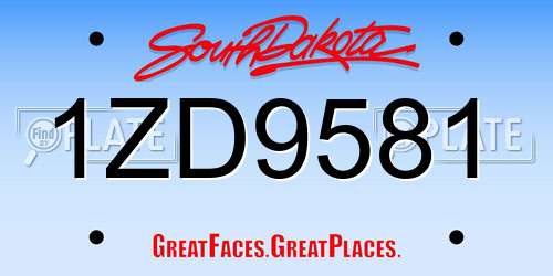 1ZD9581 South Dakota License Plate