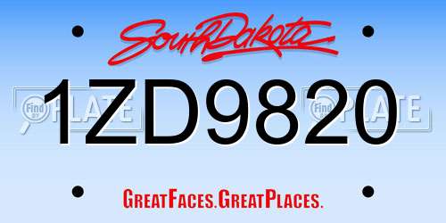 1ZD9820 South Dakota License Plate