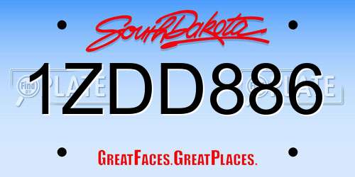 1ZDD886 South Dakota License Plate