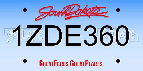 1ZDE360 South Dakota License Plate