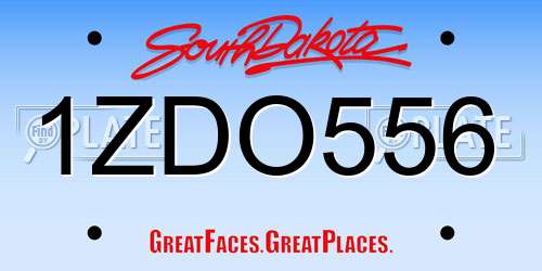 1ZDO556 South Dakota License Plate