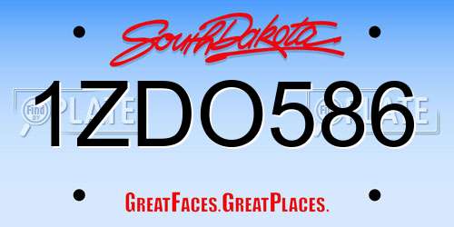 1ZDO586 South Dakota License Plate