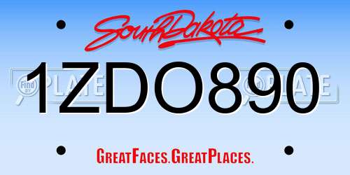 1ZDO890 South Dakota License Plate