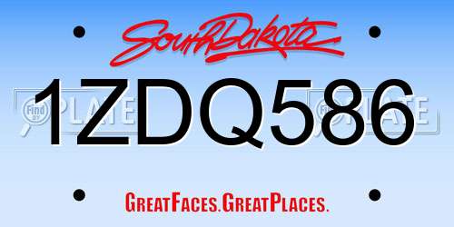 1ZDQ586 South Dakota License Plate