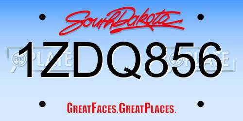 1ZDQ856 South Dakota License Plate