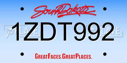 1ZDT992 South Dakota License Plate