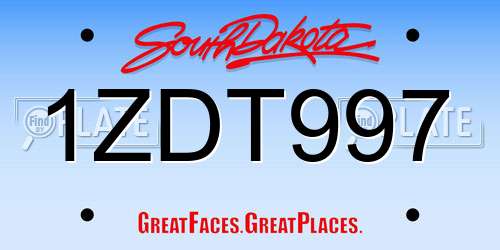 1ZDT997 South Dakota License Plate