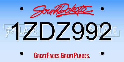 1ZDZ992 South Dakota License Plate