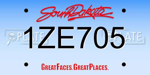 1ZE705 South Dakota License Plate
