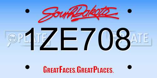 1ZE708 South Dakota License Plate