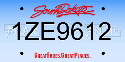 1ZE9612 South Dakota License Plate