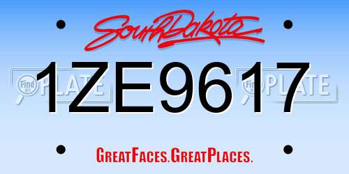 1ZE9617 South Dakota License Plate