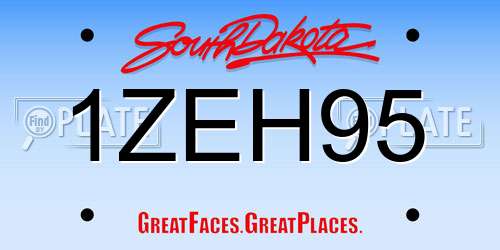 1ZEH95 South Dakota License Plate