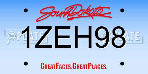 1ZEH98 South Dakota License Plate