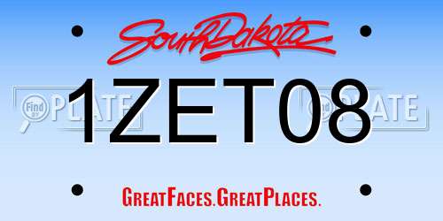 1ZET08 South Dakota License Plate