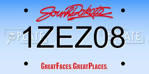 1ZEZ08 South Dakota License Plate